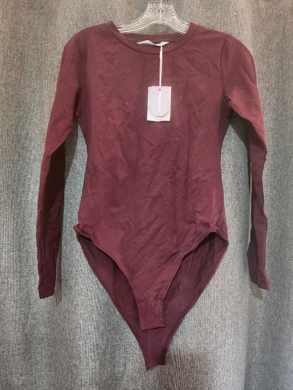 Long-Sleeve One-Piece Bodysuit - Burgundy